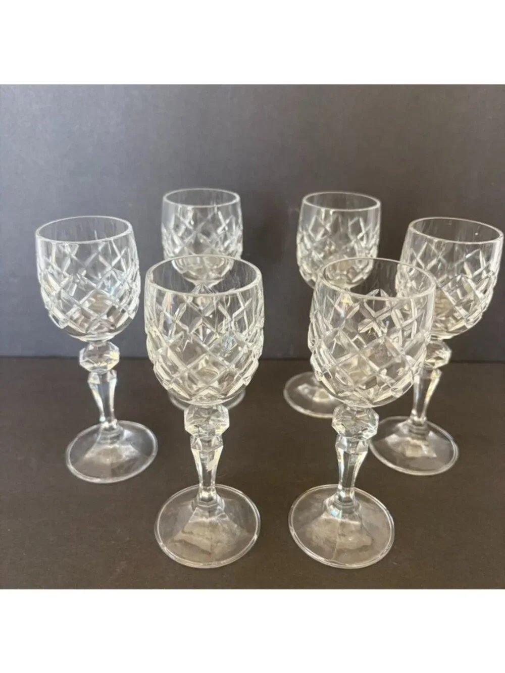 Set Of 6 Mirell Crystal Cordial Glasses By Bohemia Discontinued Diamond Cut